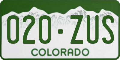 CO license plate 020ZUS