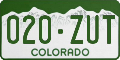 CO license plate 020ZUT
