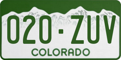 CO license plate 020ZUV