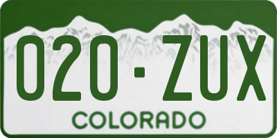 CO license plate 020ZUX