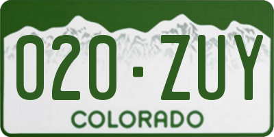 CO license plate 020ZUY