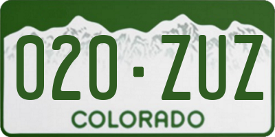 CO license plate 020ZUZ
