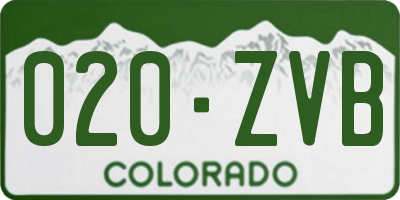 CO license plate 020ZVB