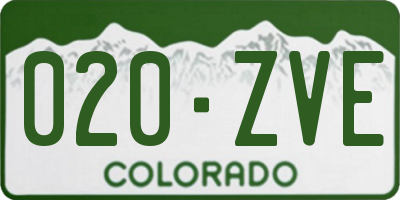 CO license plate 020ZVE