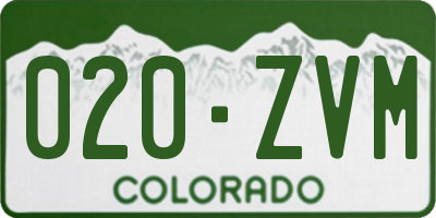CO license plate 020ZVM
