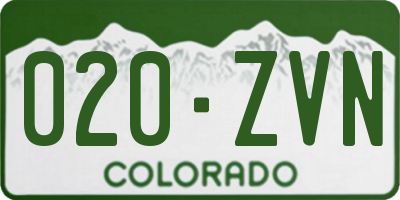 CO license plate 020ZVN
