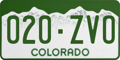 CO license plate 020ZVO