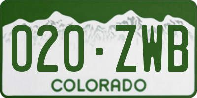 CO license plate 020ZWB