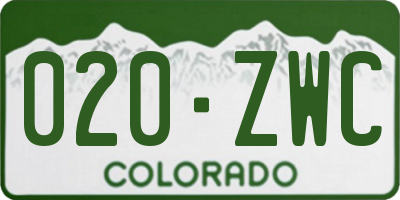 CO license plate 020ZWC