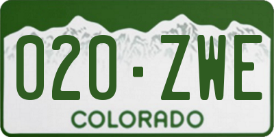 CO license plate 020ZWE