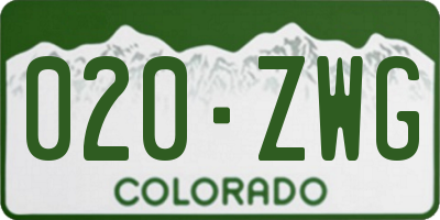 CO license plate 020ZWG