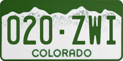 CO license plate 020ZWI