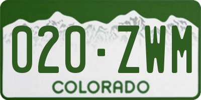 CO license plate 020ZWM