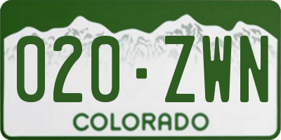 CO license plate 020ZWN