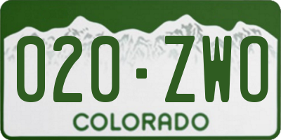 CO license plate 020ZWO