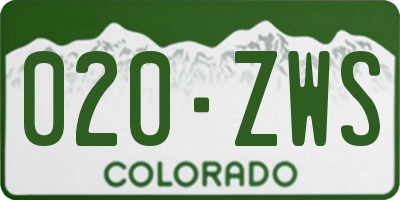 CO license plate 020ZWS