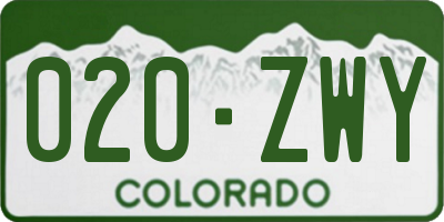 CO license plate 020ZWY