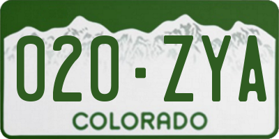 CO license plate 020ZYA