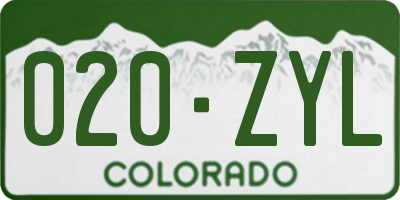 CO license plate 020ZYL