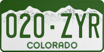 CO license plate 020ZYR