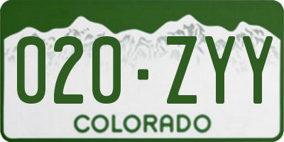 CO license plate 020ZYY