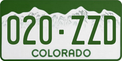 CO license plate 020ZZD