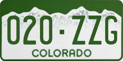 CO license plate 020ZZG