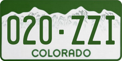 CO license plate 020ZZI