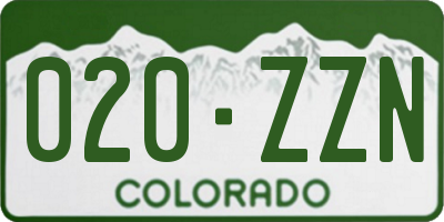 CO license plate 020ZZN