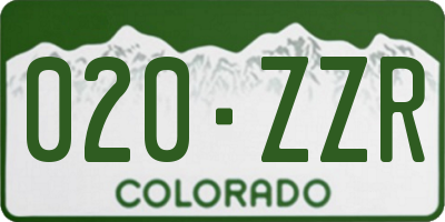 CO license plate 020ZZR
