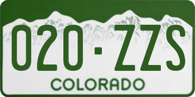 CO license plate 020ZZS