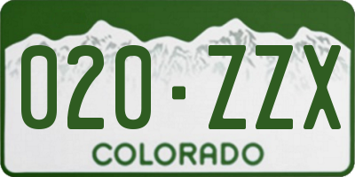 CO license plate 020ZZX