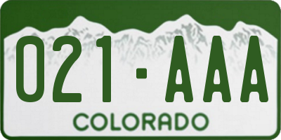 CO license plate 021AAA