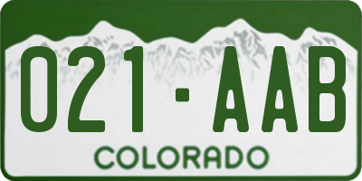 CO license plate 021AAB