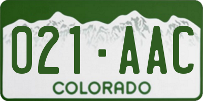 CO license plate 021AAC