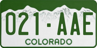 CO license plate 021AAE