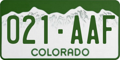CO license plate 021AAF
