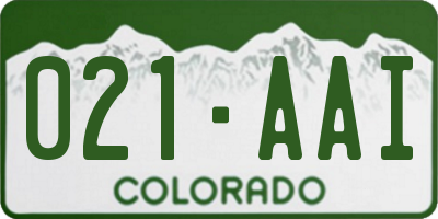 CO license plate 021AAI