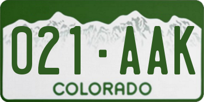 CO license plate 021AAK