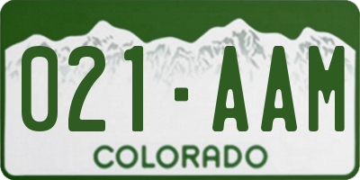 CO license plate 021AAM