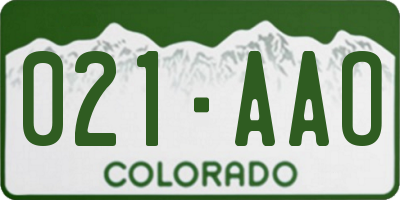 CO license plate 021AAO