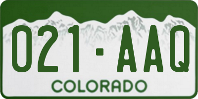 CO license plate 021AAQ