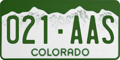 CO license plate 021AAS