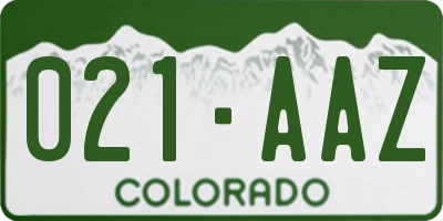 CO license plate 021AAZ