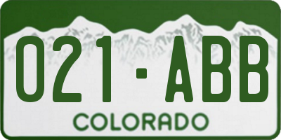 CO license plate 021ABB