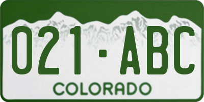 CO license plate 021ABC