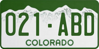 CO license plate 021ABD