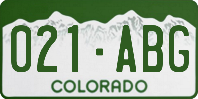 CO license plate 021ABG