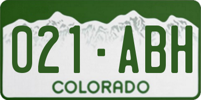 CO license plate 021ABH