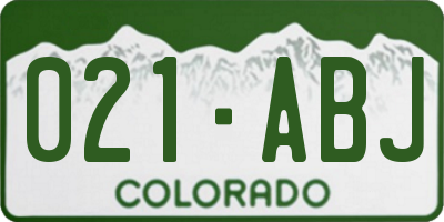 CO license plate 021ABJ
